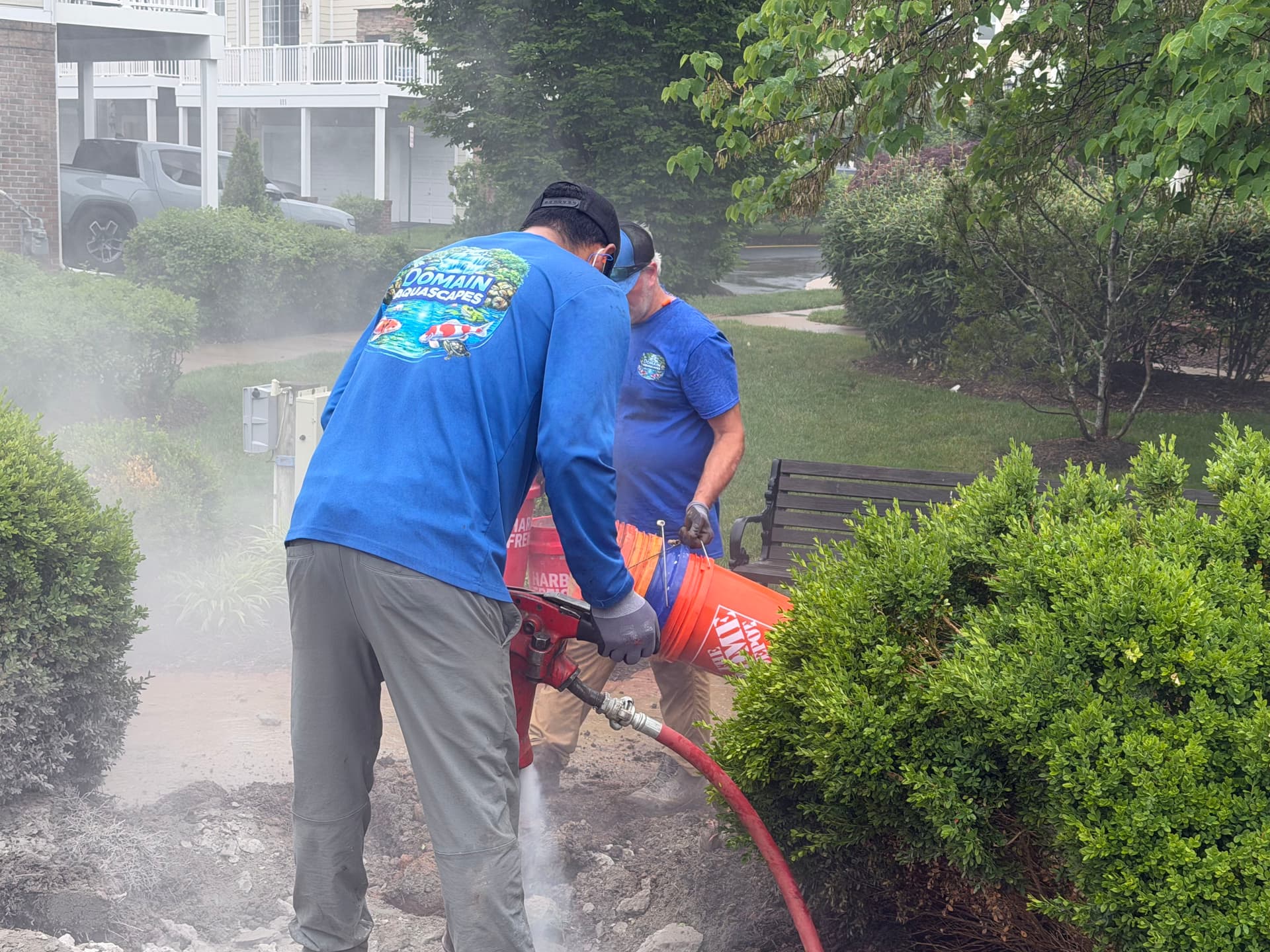 Gallery photos for Tearing Out Old Concrete to Make Way for a Slate Urn Fountain: Image #4