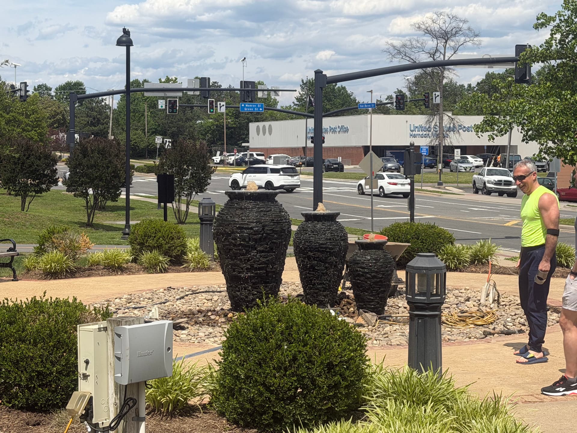 Gallery photos for Triple Urn Fountain Installation Putting the Finishing Touches On: Image #2