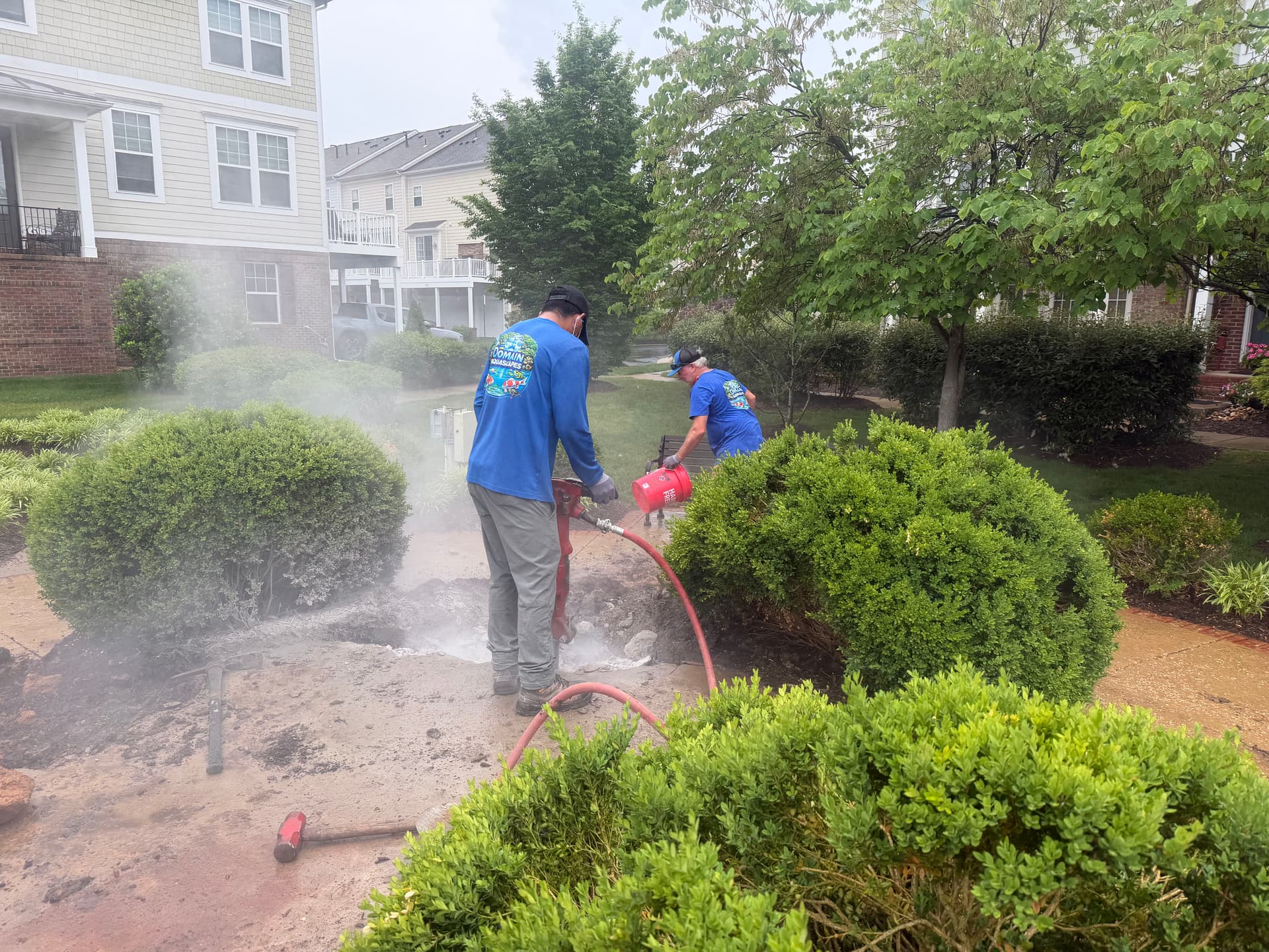 Gallery photos for Tearing Out Old Concrete to Make Way for a Slate Urn Fountain: Image #2