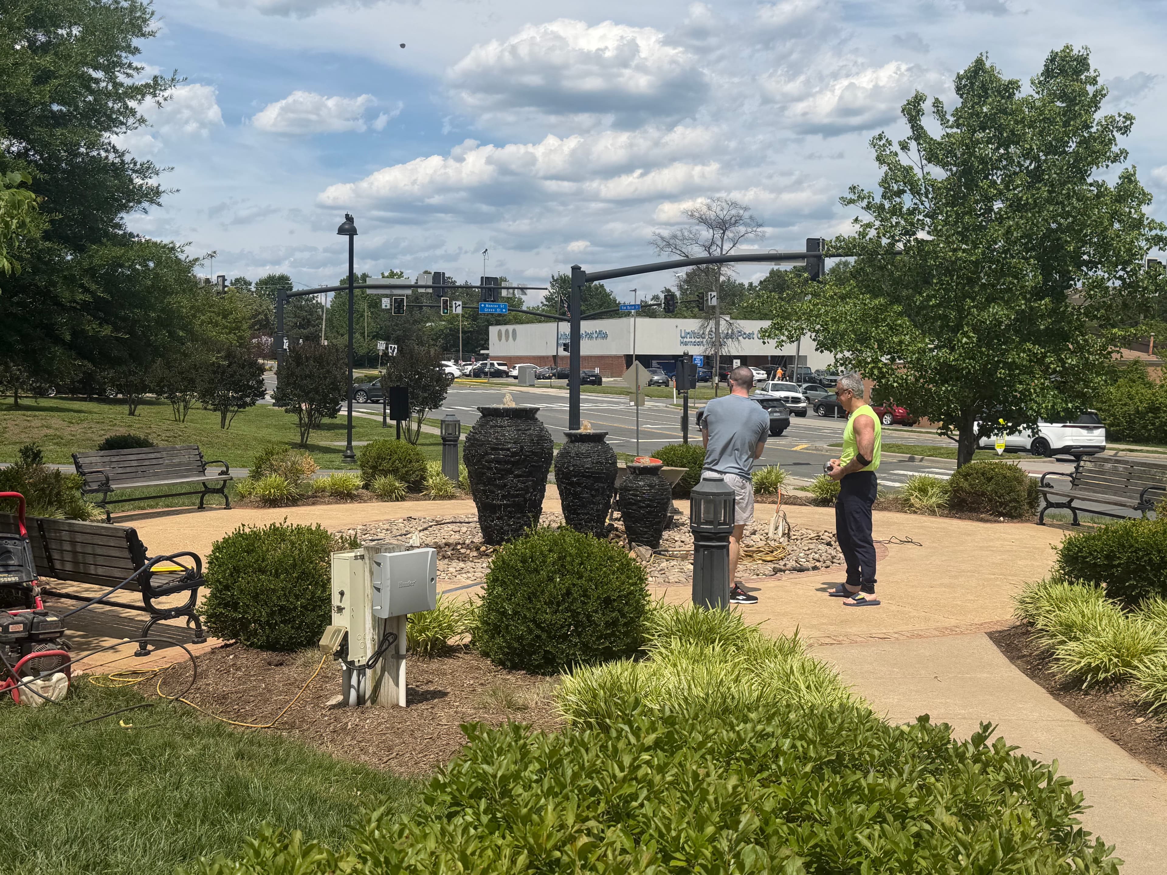 Project Triple Urn Fountain Installation Putting the Finishing Touches On image