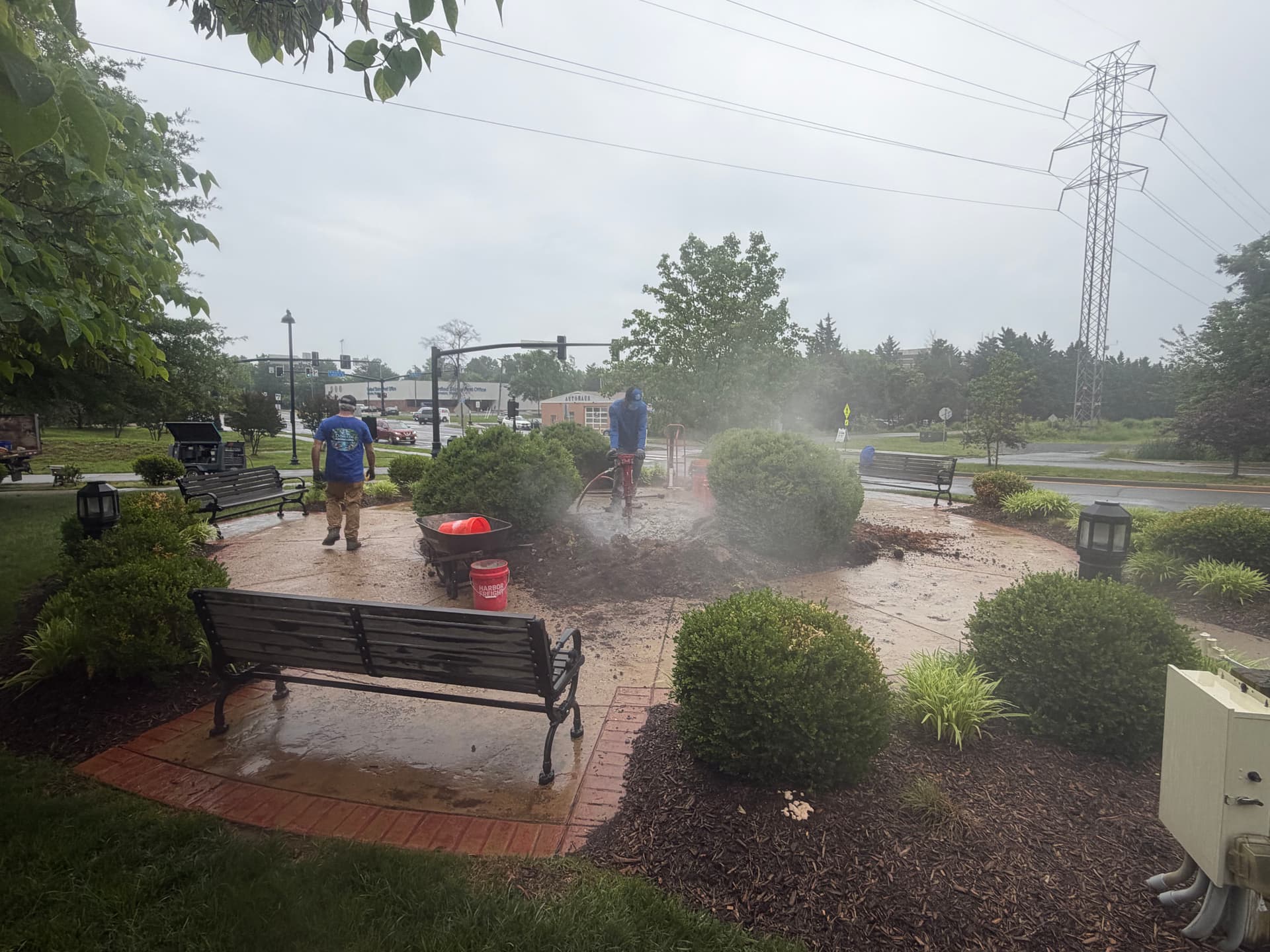 Gallery photos for Tearing Out Old Concrete to Make Way for a Slate Urn Fountain: Image #3