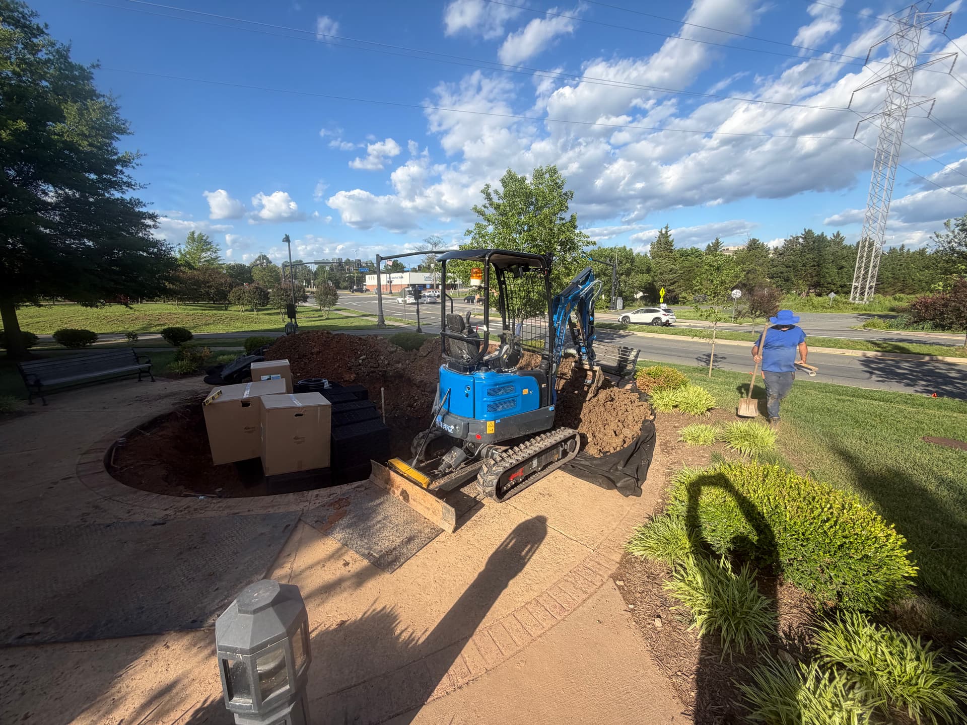 Fountain Install in Progress - Supplies Staged and Excavation Complete image