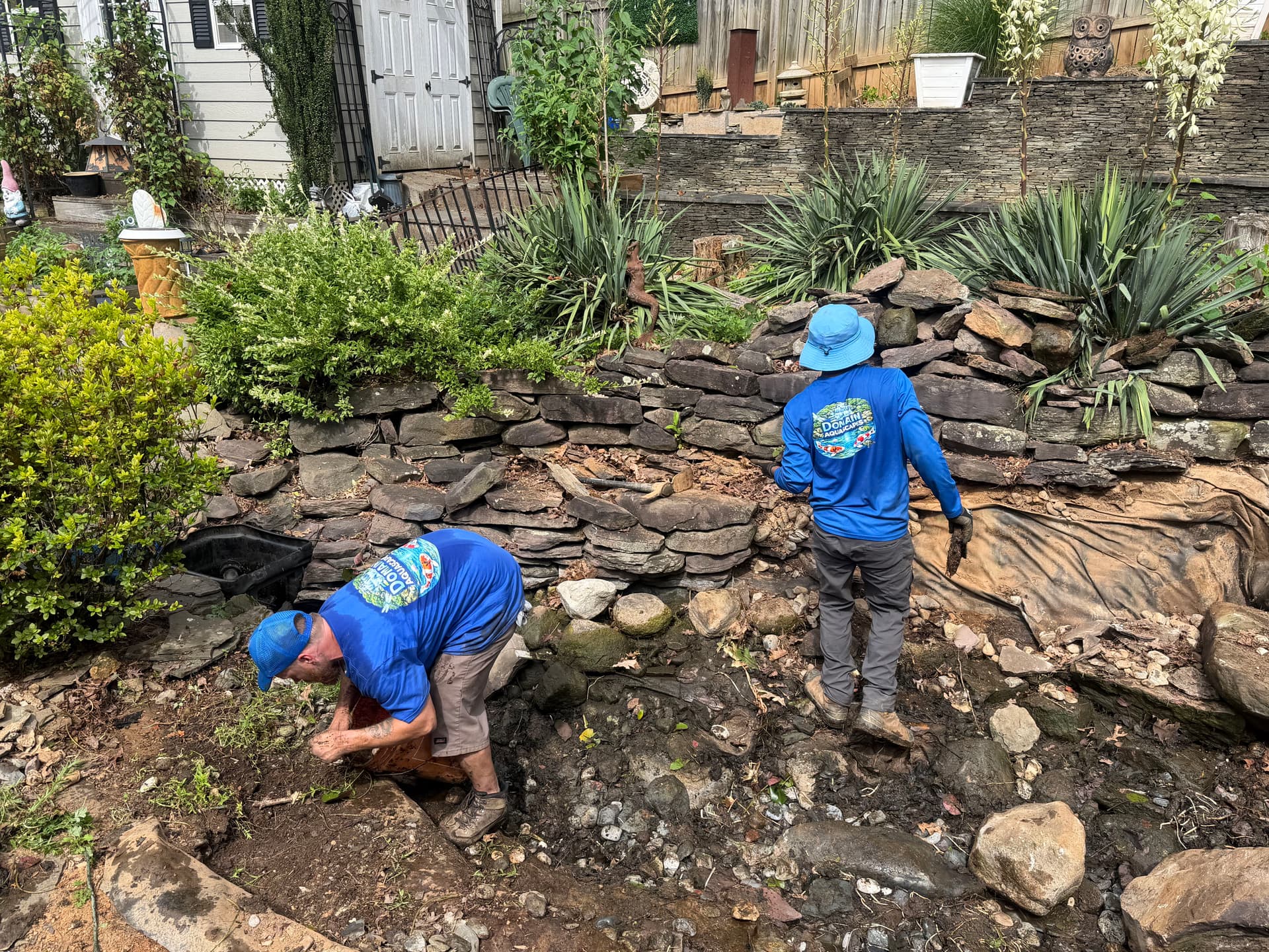 Gallery photos for Koi Pond Liner Rebuild Gets Underway in Woodbridge VA: Image #1