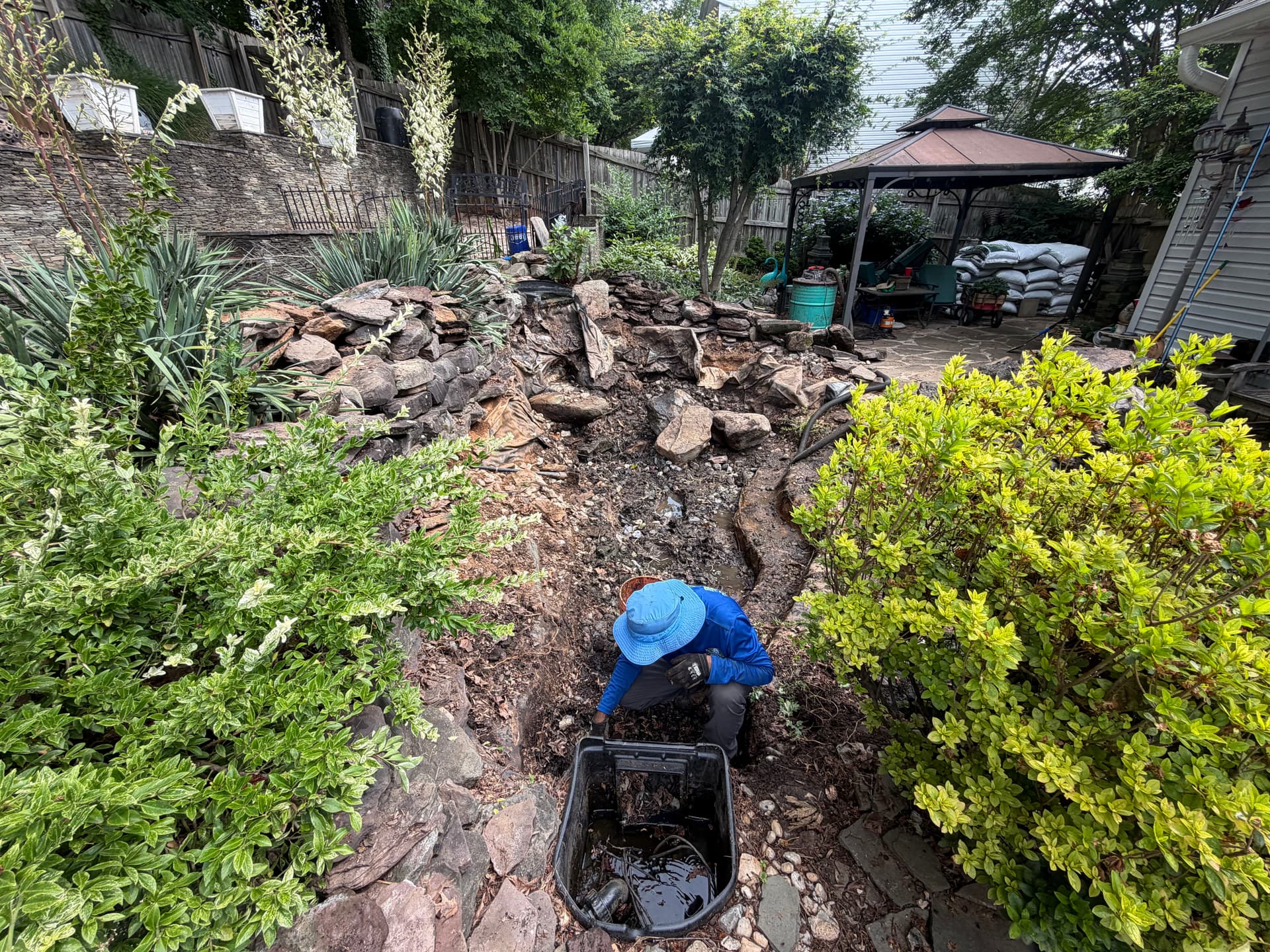 Gallery photos for Koi Pond Liner Rebuild Gets Underway in Woodbridge VA: Image #2